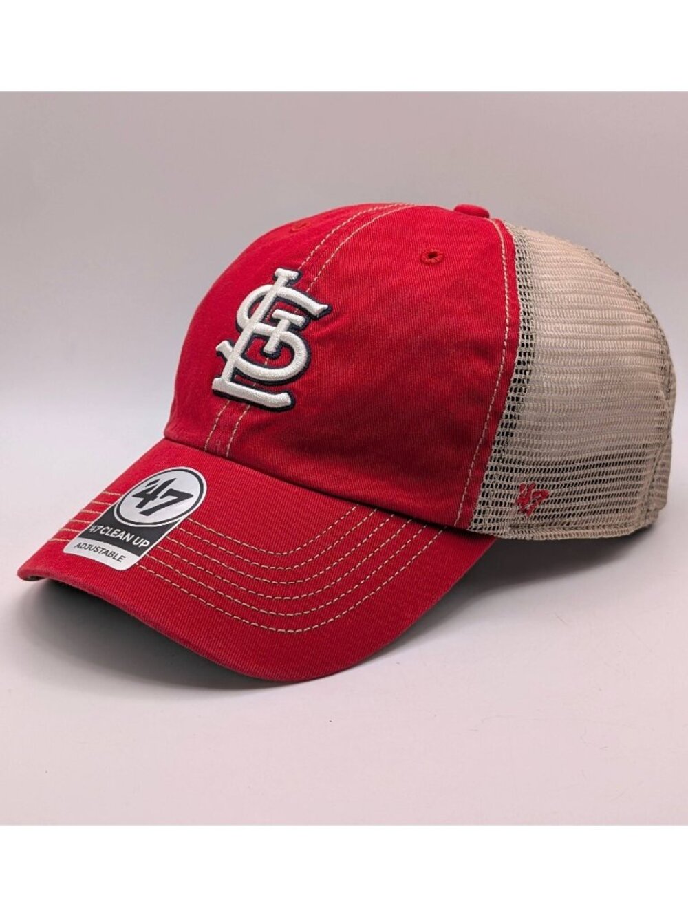 NEW St. Louis Cardinals '47 Brand Clean Up Snapback Hat Cap Red Tan Mesh Unisex
